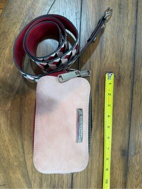 Steve Madden Rose Suede Crossbody Pouch with Silver Zip